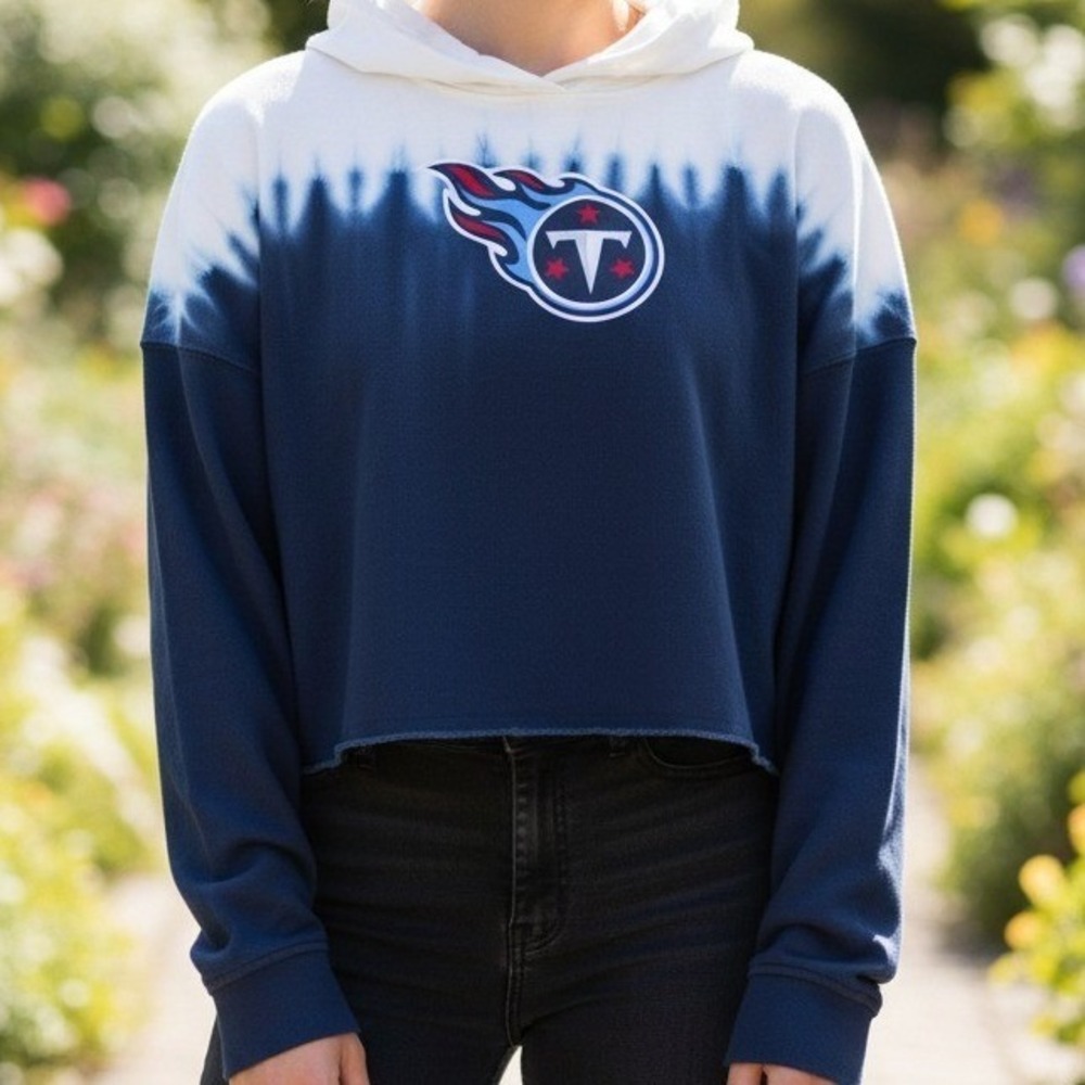 NFL Tennessee Titans Tie Dye Cropped‎ Hoodie Girls XL